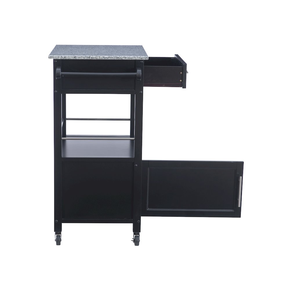 Mitchell Black Kitchen Cart With Granite Top. Picture 8