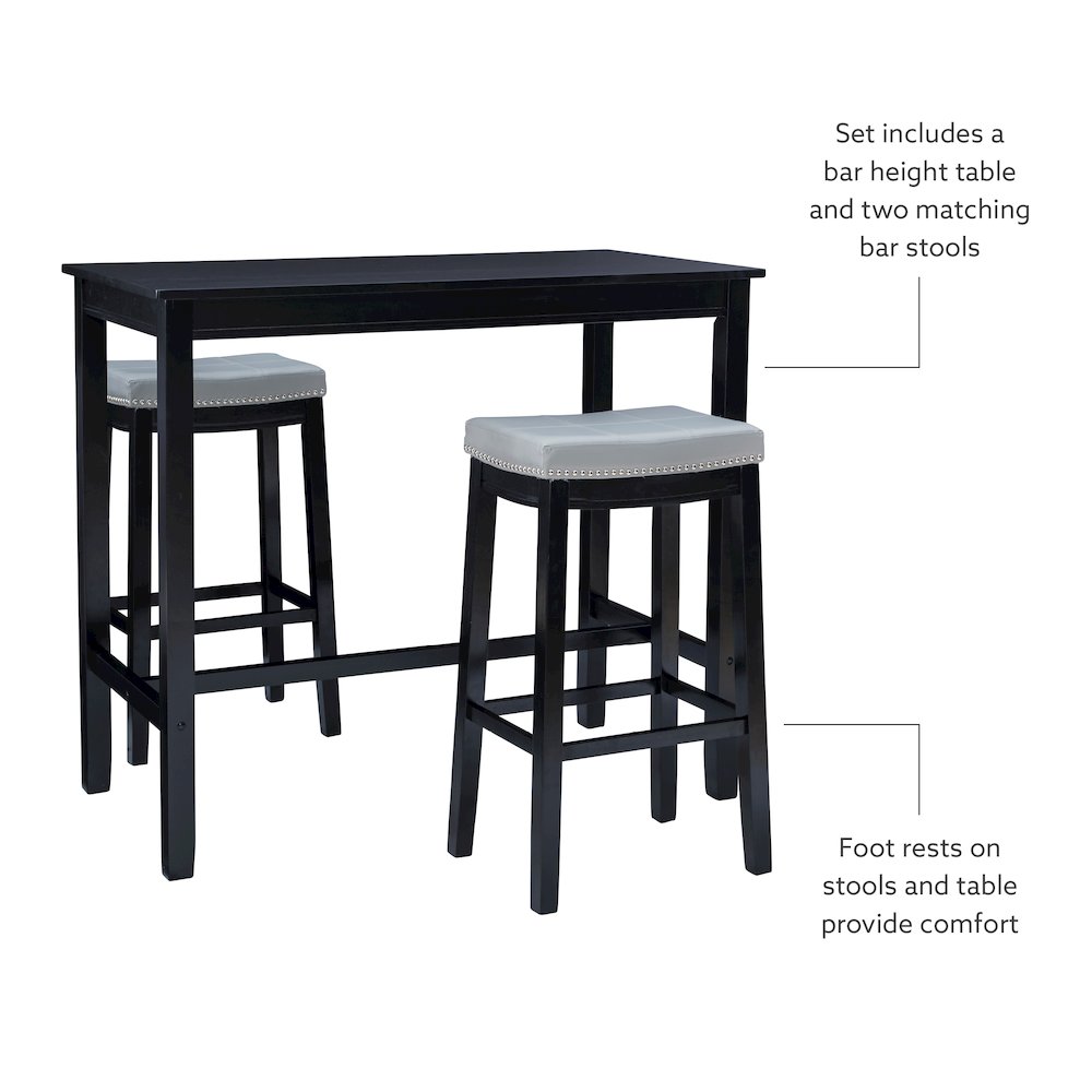 Claridge 3Pc Bar Set Black Grey. Picture 6
