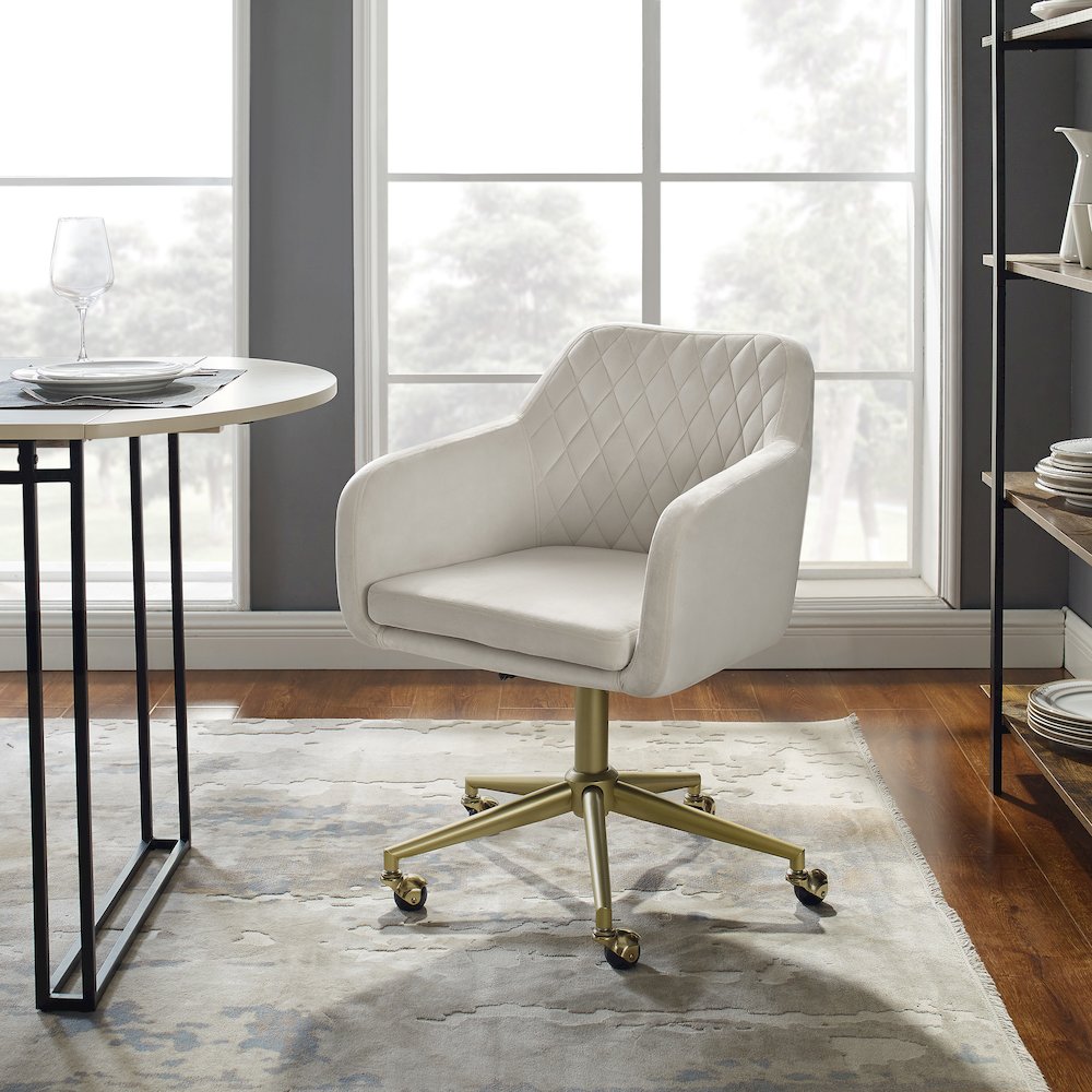 Imogen Quilted Office Chair Off White. Picture 5