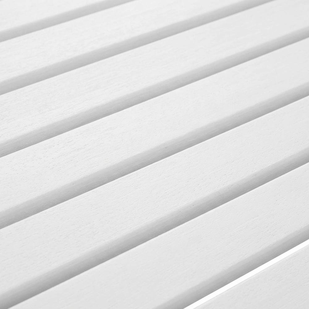 White Outdoor Ottoman With Solid Wood And Acacia Construction For Versatile Use. Picture 5