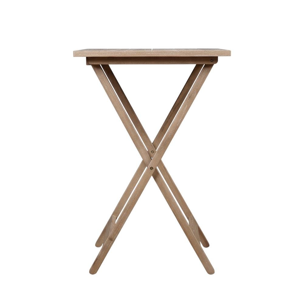 Gray Acacia Tray Table Set with Solid Wood and MDF Construction. Picture 2