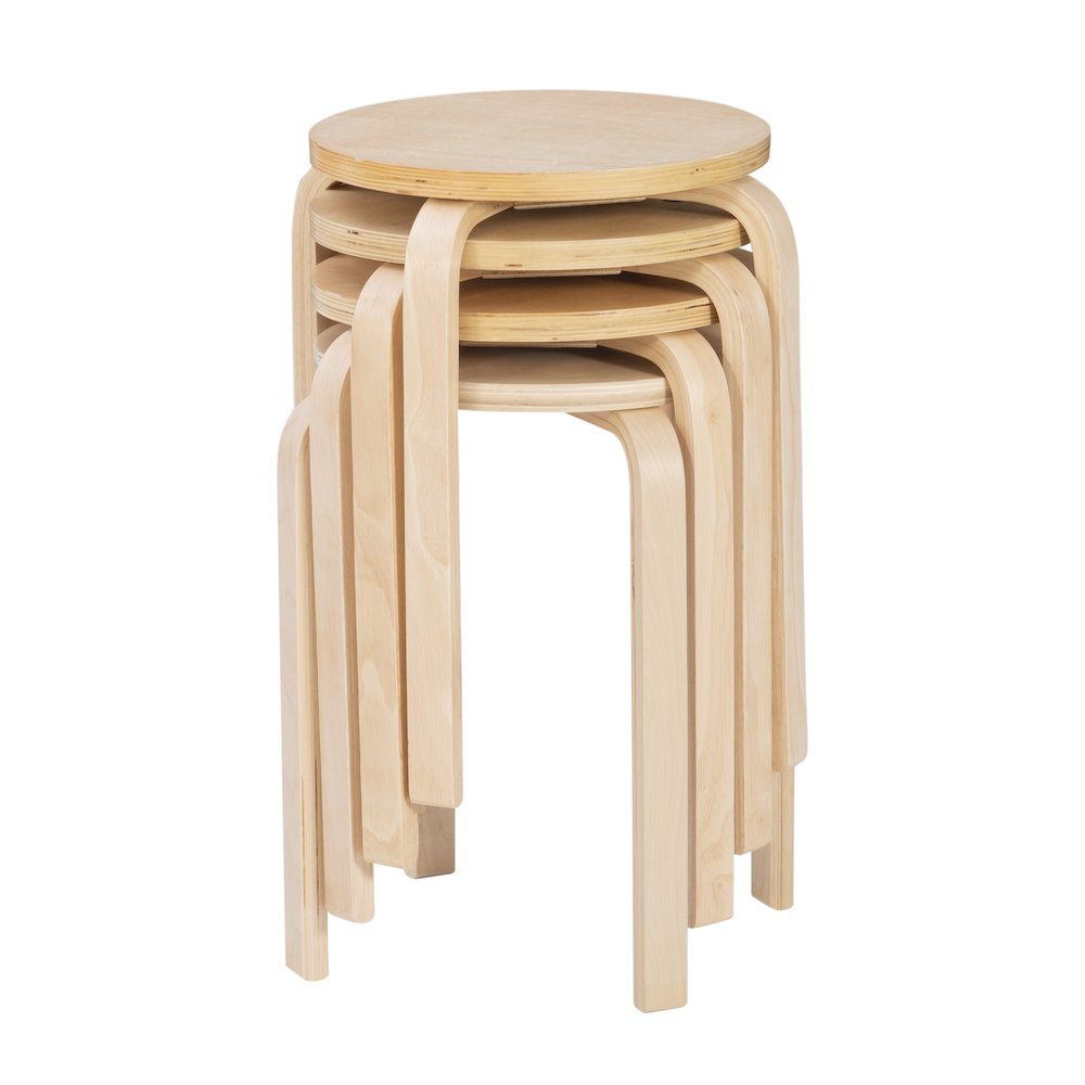 17 Inches Bentwood Stool - Natural Set Of 4. Picture 7