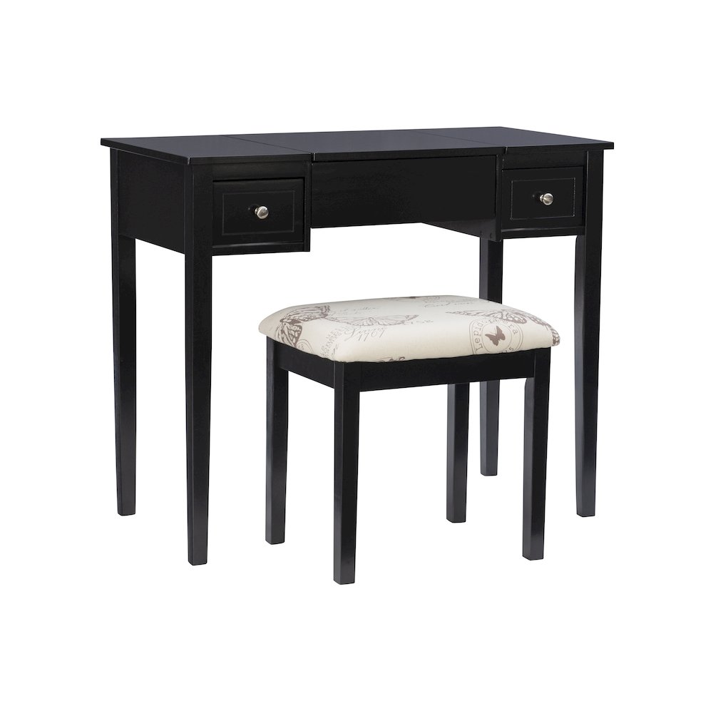 Black Butterfly Vanity And Stool. Picture 1