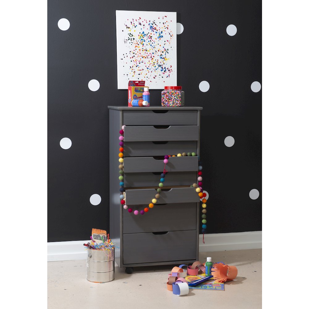 Cary Eight Drawer Rolling Storage Cart, Grey. Picture 5