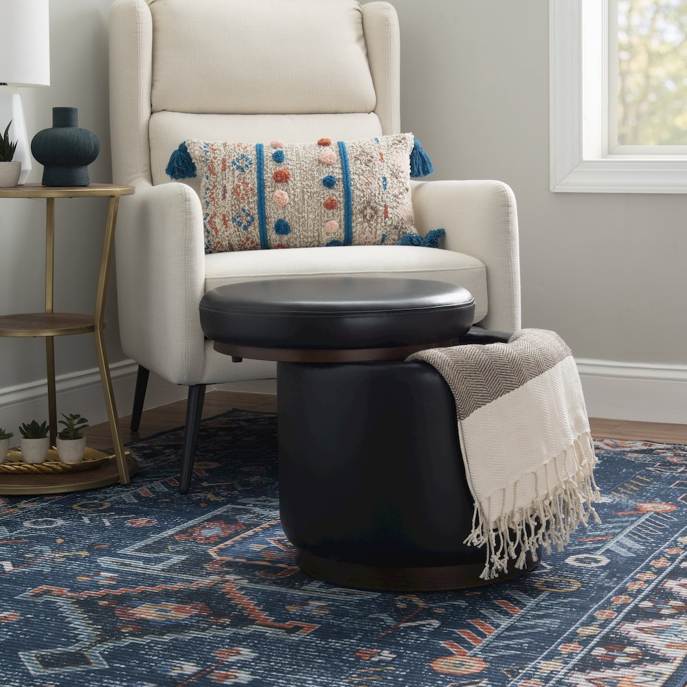 Blanche Storage Ottoman Black Pu. Picture 3