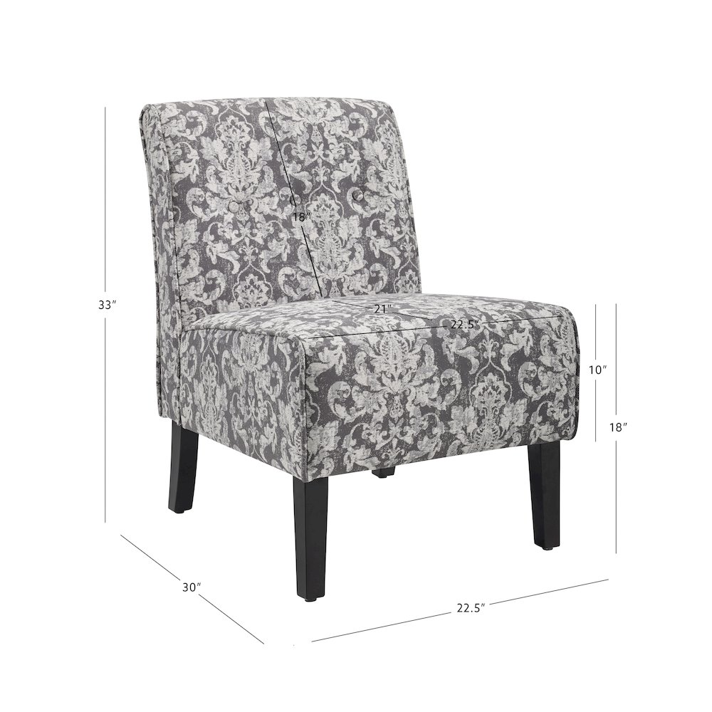 Coco Accent Chair - Gray Damask. Picture 13