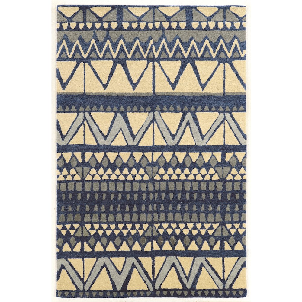 Aspire Wool Comp Ivory & Blue 5x8, Rug. Picture 1