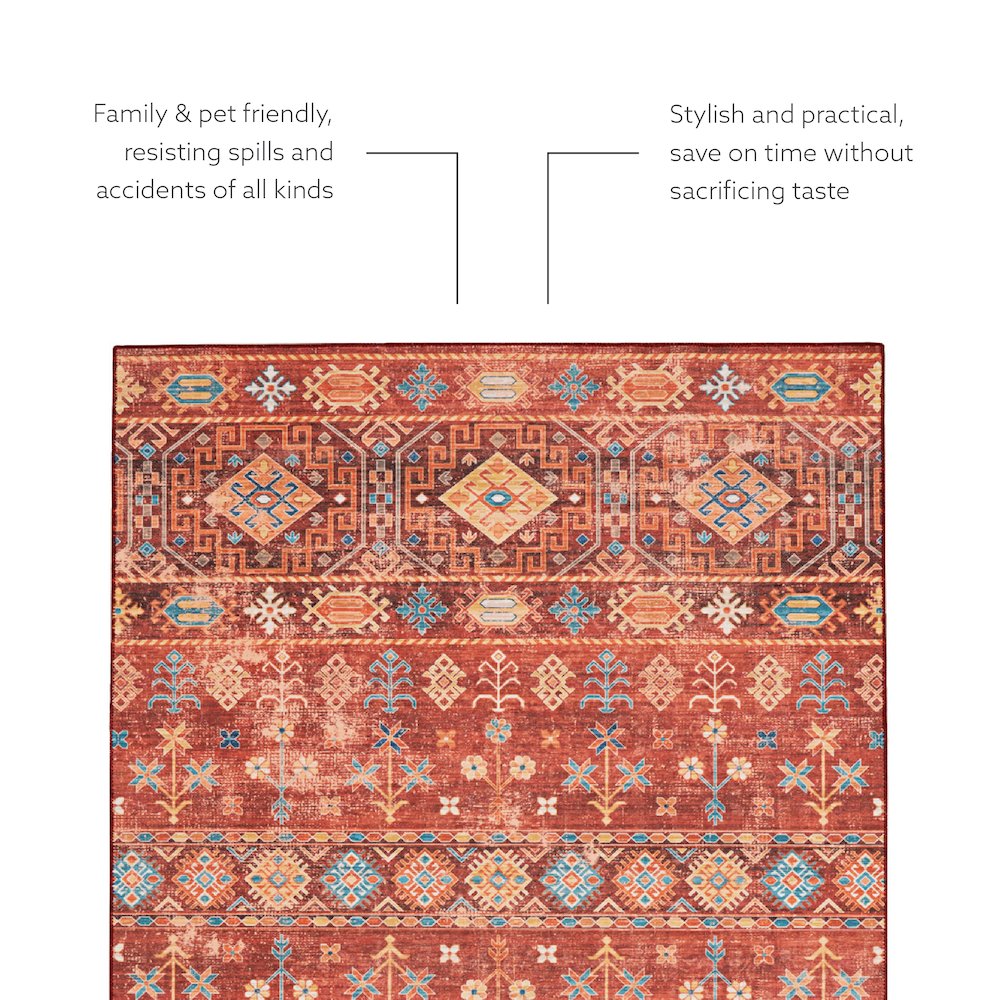 Washable Devlin Red/Ivory 2x3, Rug. Picture 4