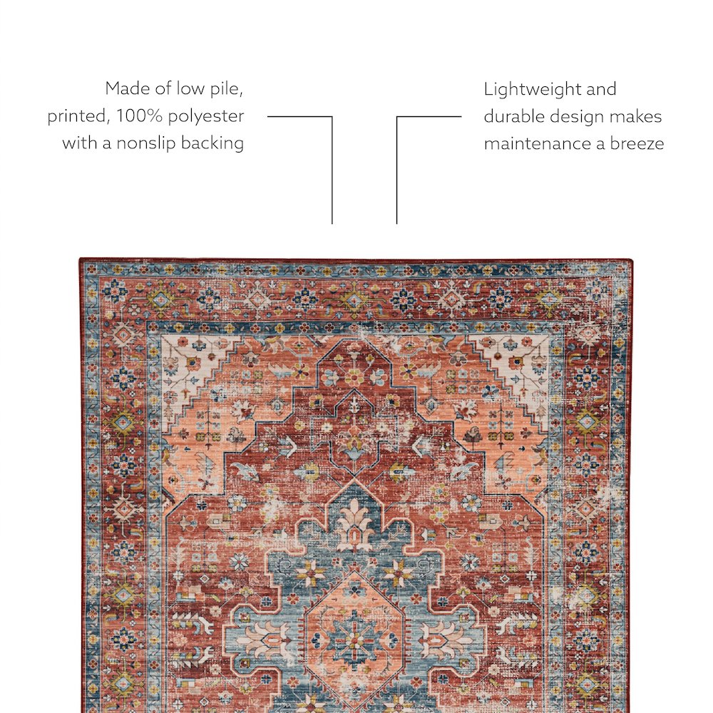 Washable Carter Rust/Ivory 3x5, Rug. Picture 6