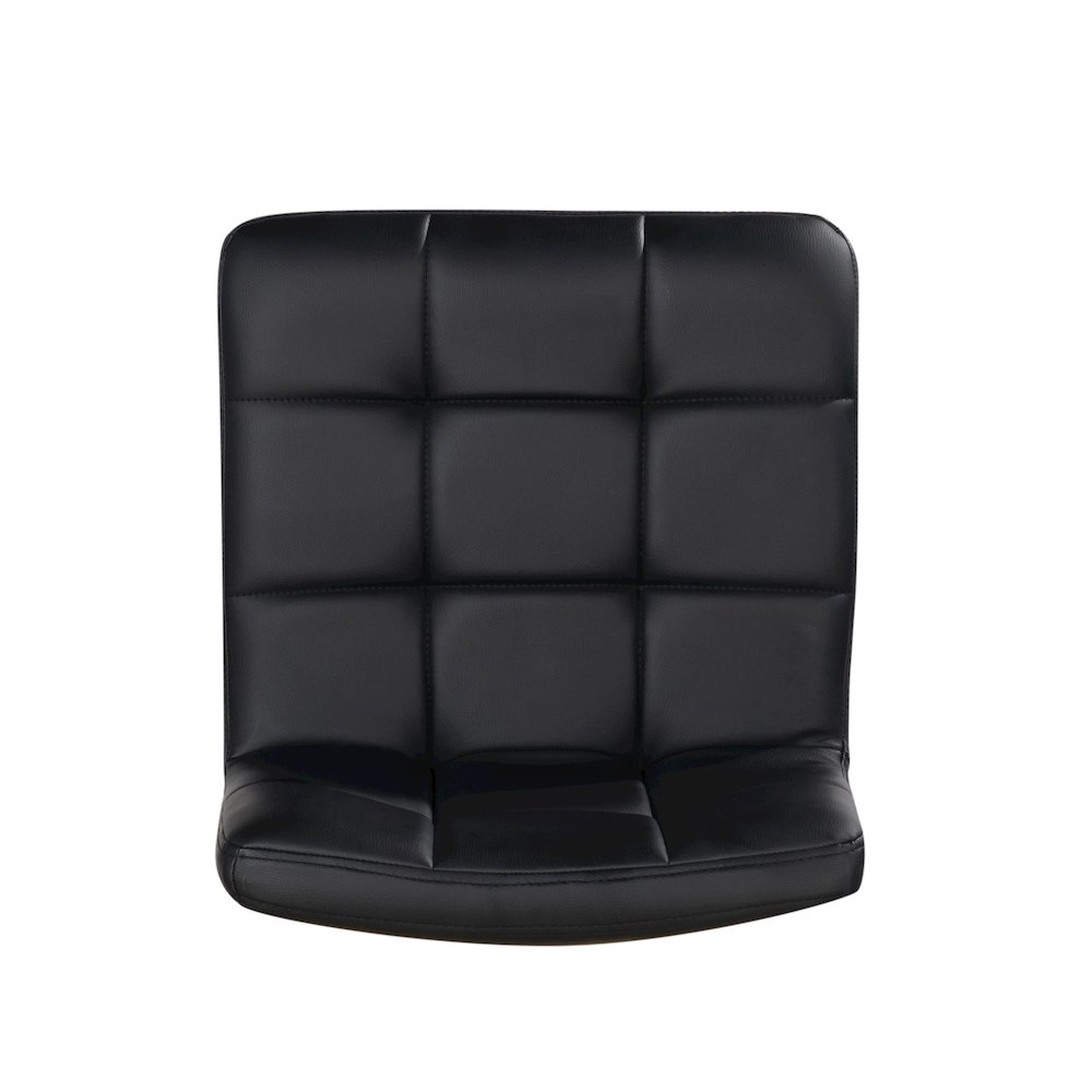 Black Quilted Faux Leather & Chrome Adjustable Height Bar Stool. Picture 8