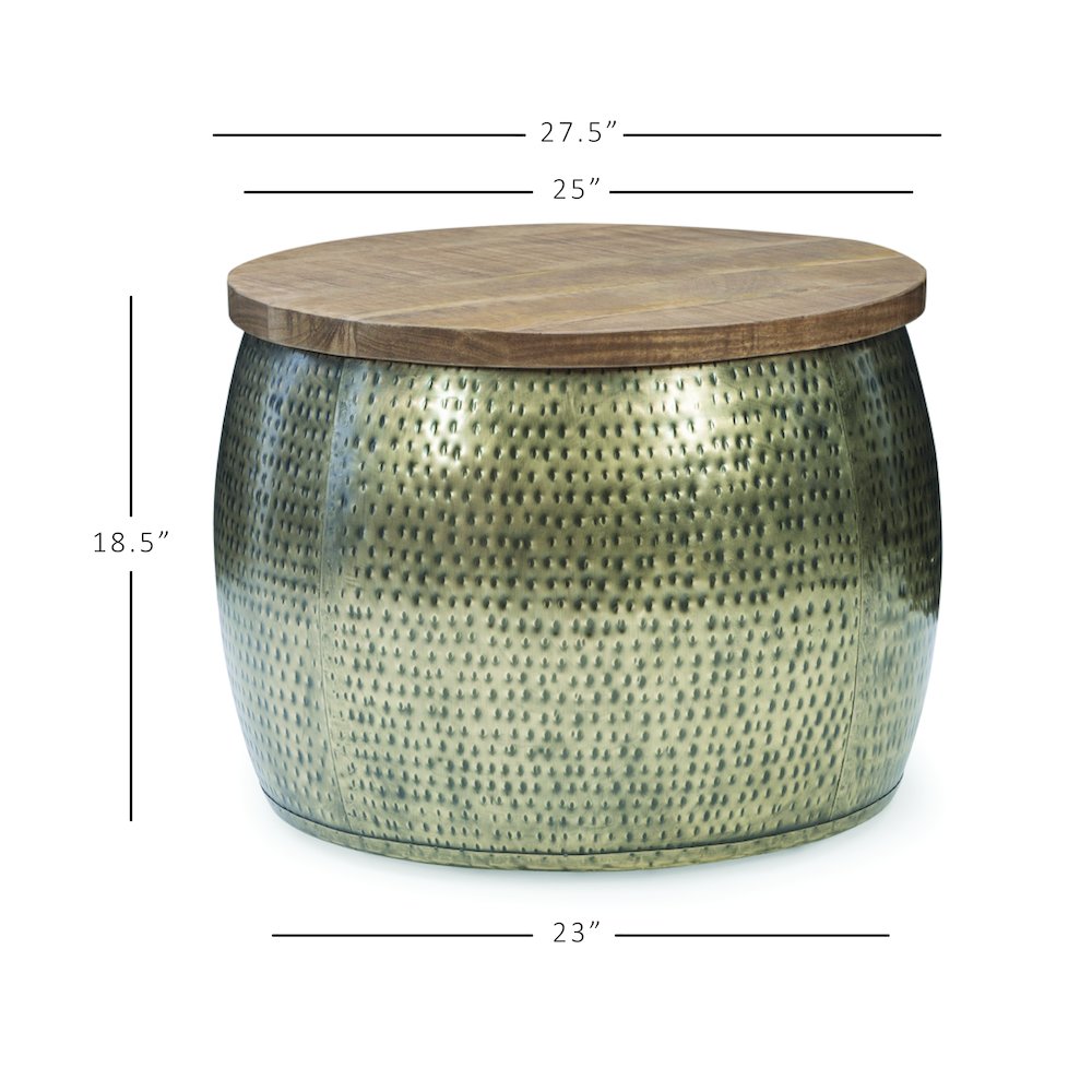 Royce Large Gold Drum With Storage. Picture 12