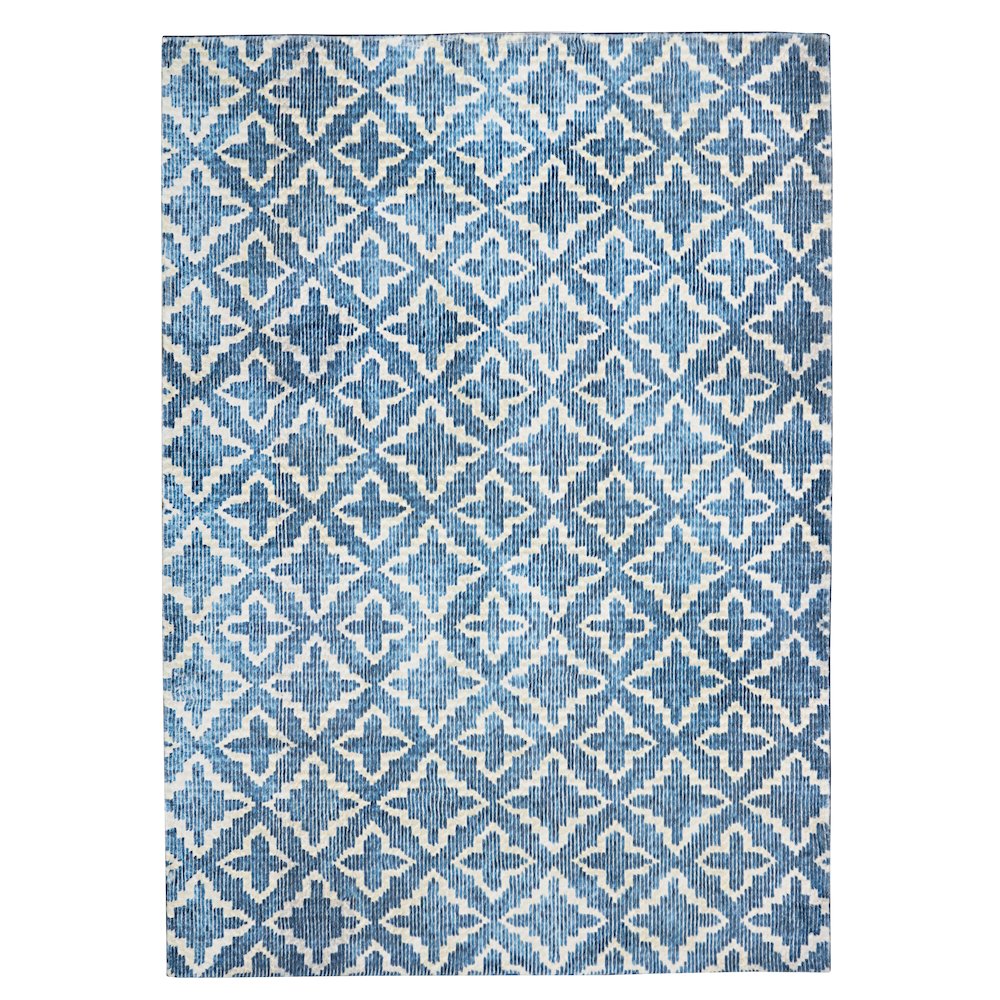 Motif Printed Faux Rabbit Linear Blue White 3x5, Rug. Picture 1