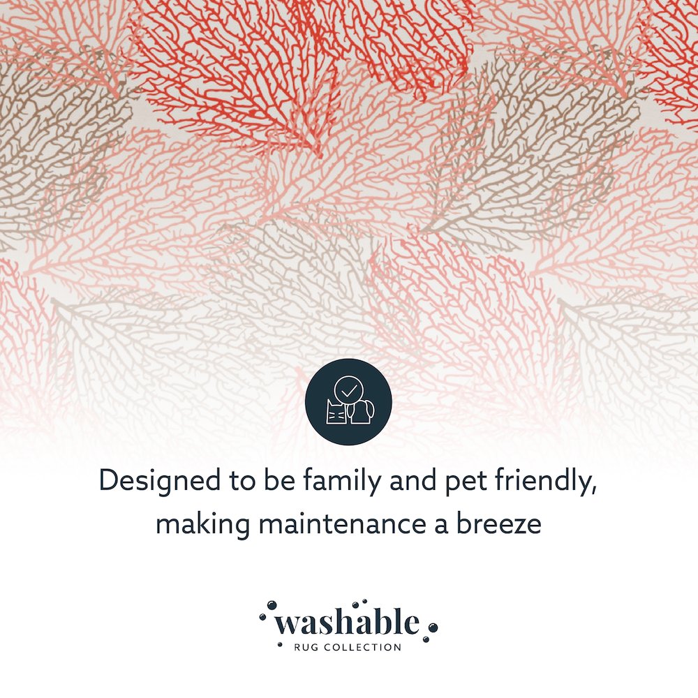 Washable Haylee Ivory/Coral 3x5, Rug. Picture 8