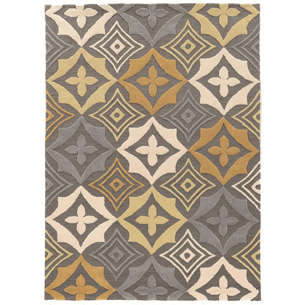 Trio Emblem Grey & Gold 5x7, Rug. Picture 1