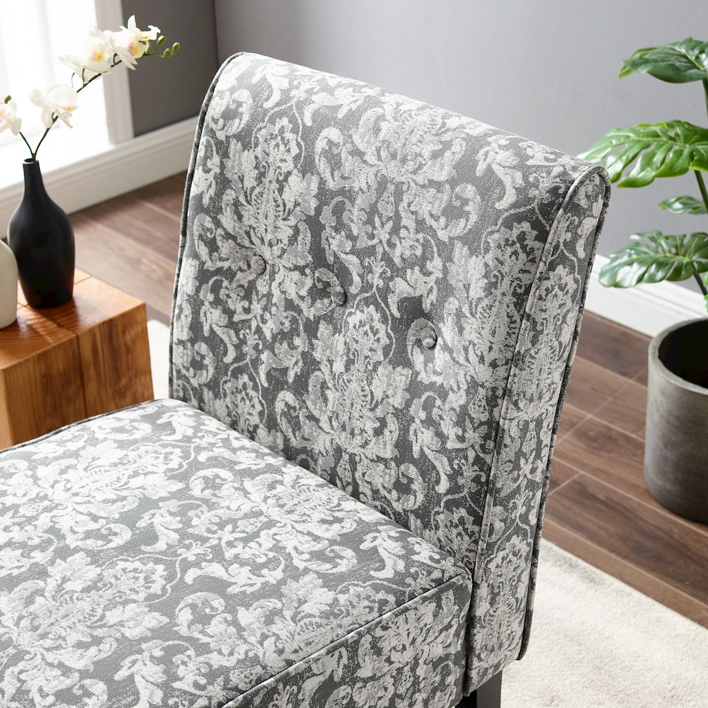 Coco Accent Chair - Gray Damask. Picture 3