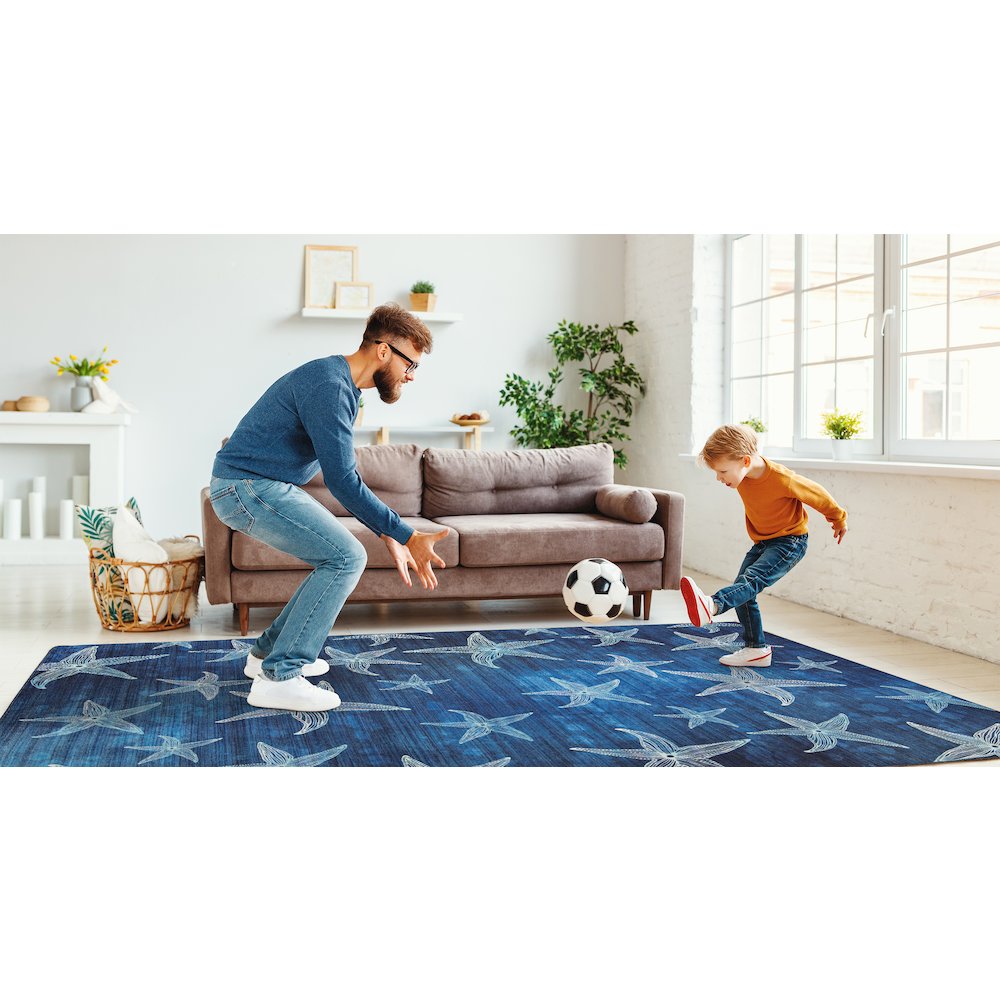 Outdoor Washable Boca Blue & Light Blue 7' X 9', Rug. Picture 1