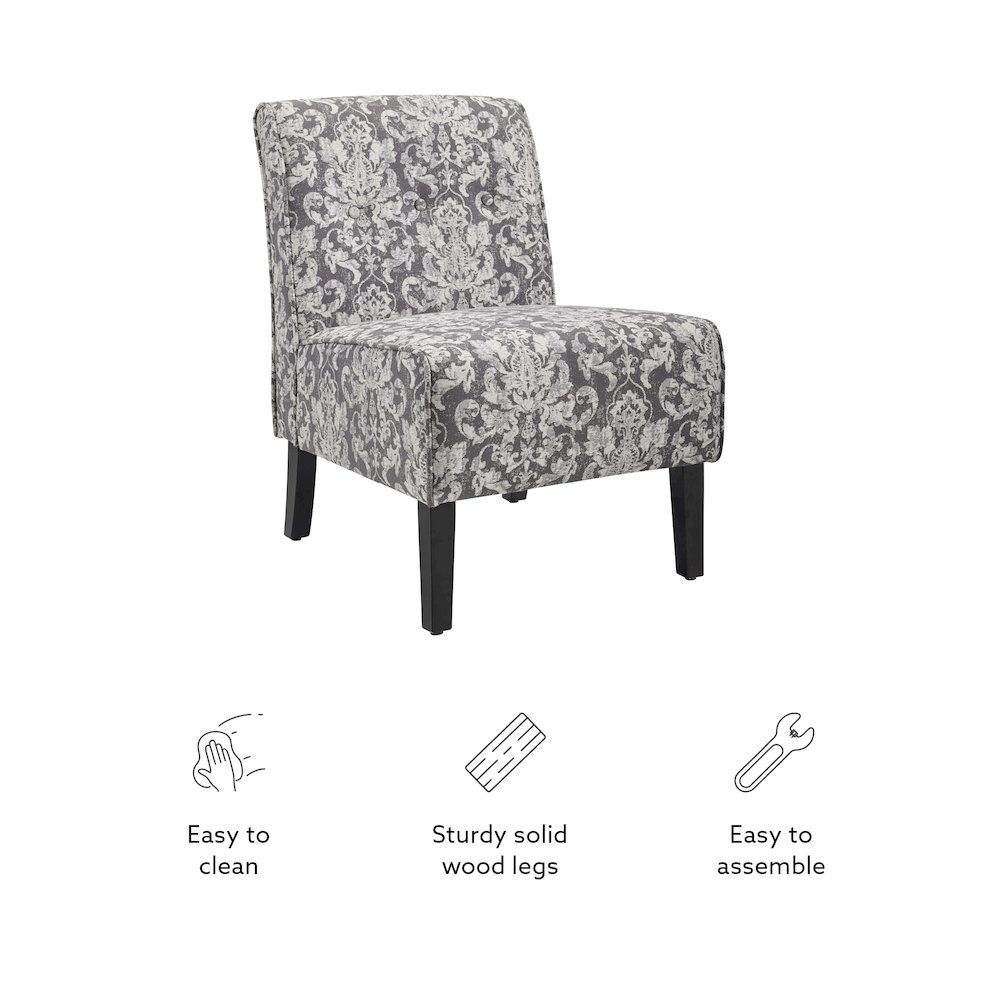 Coco Accent Chair - Gray Damask. Picture 11