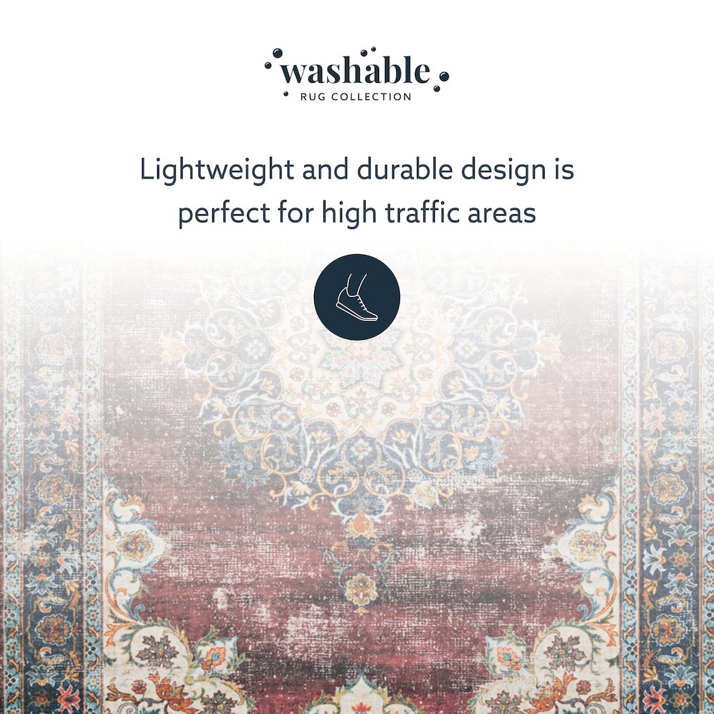 Washable Bryant Ivory/Burgundy 5x7, Rug. Picture 6