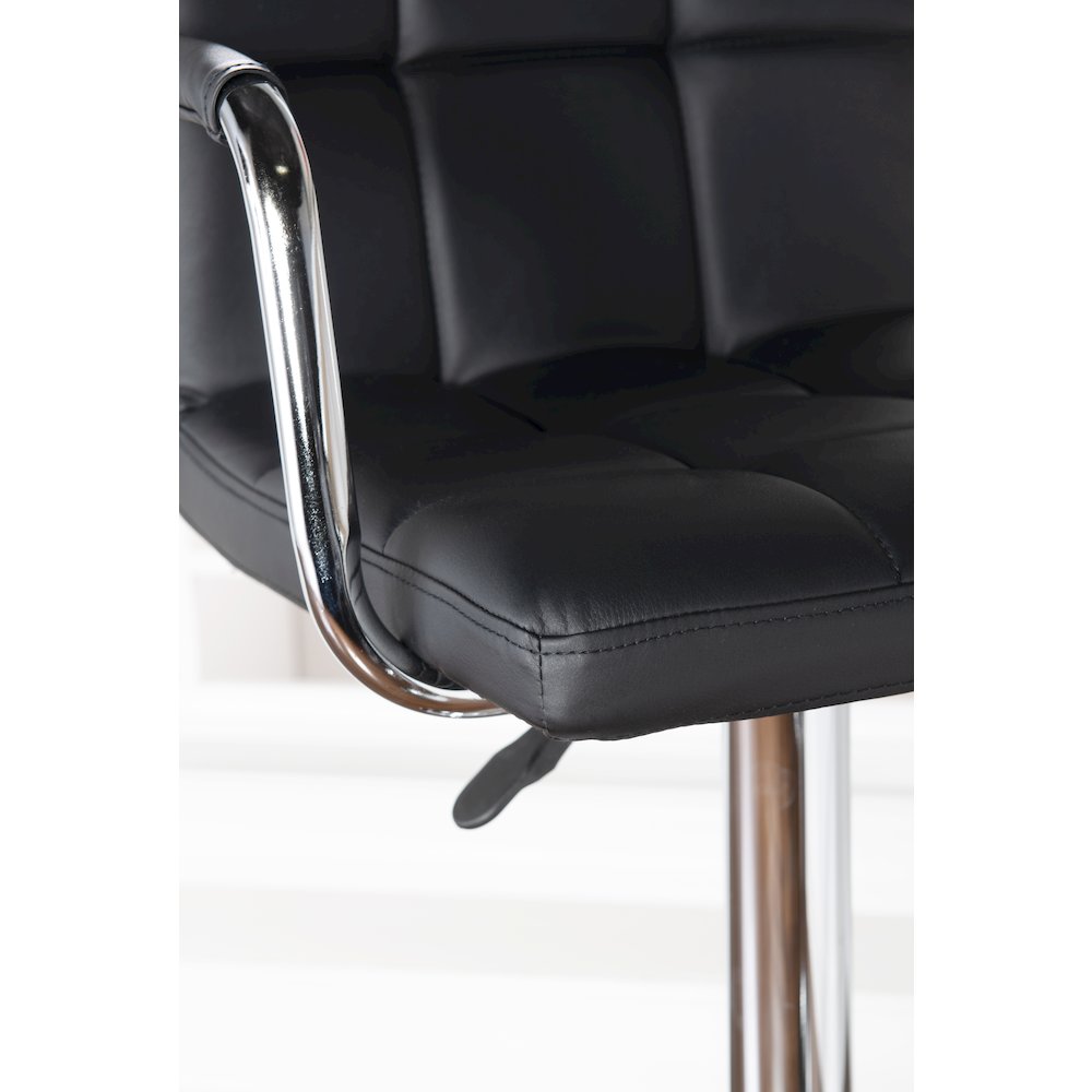Black and Chrome Quilted Barstool. Picture 4
