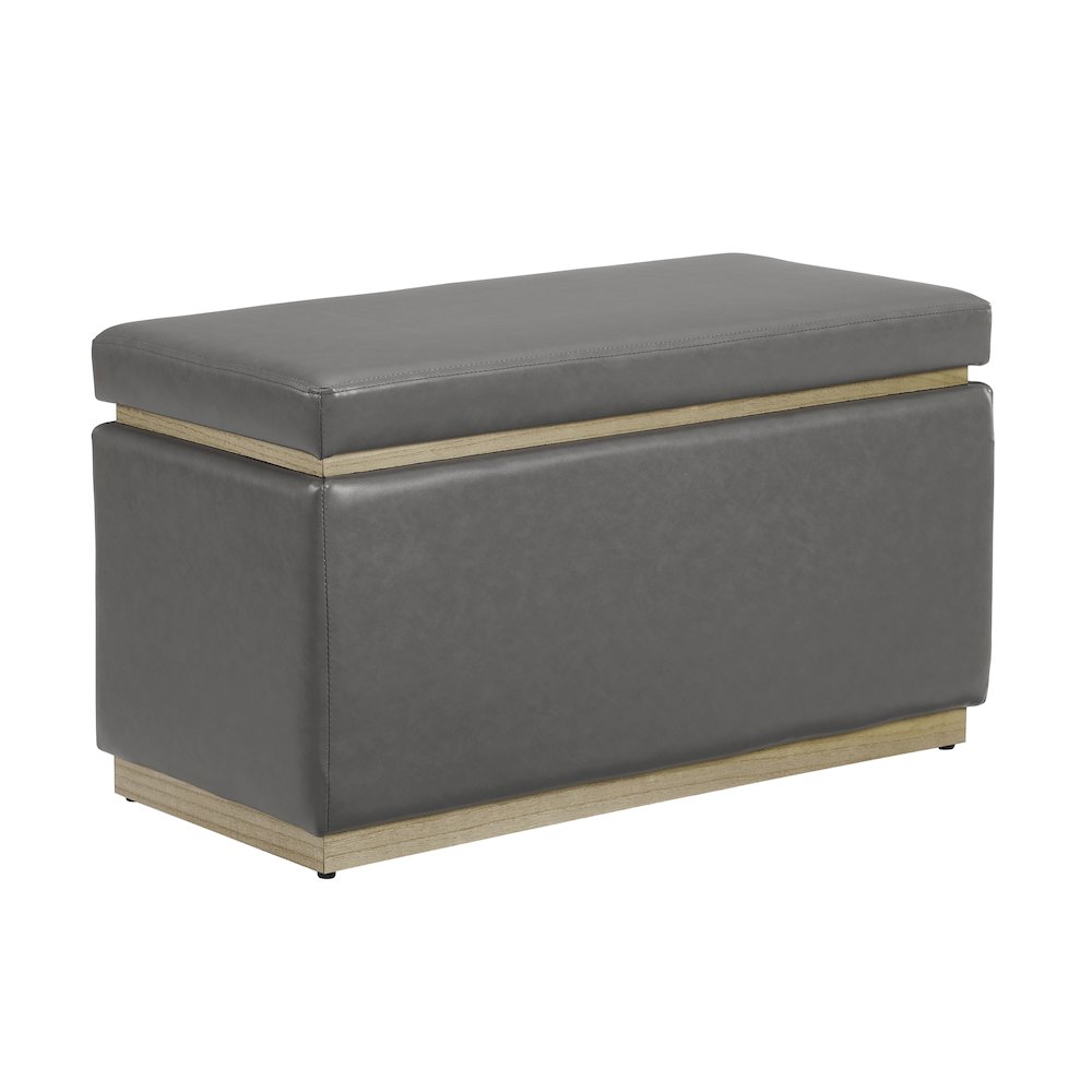 Blanche Rectangle Ottoman Grey Pu. Picture 1