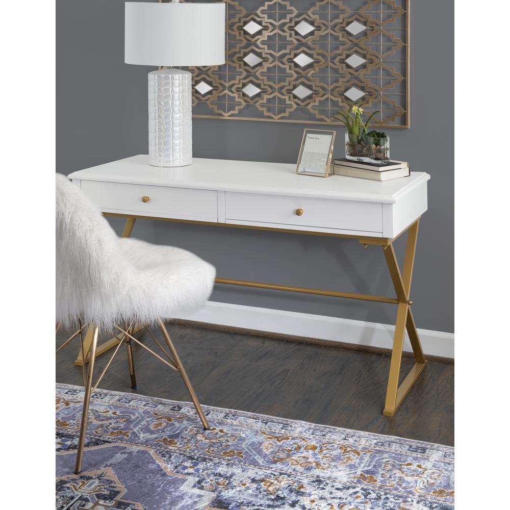 Two-Drawer Campaign Desk, White. Picture 11
