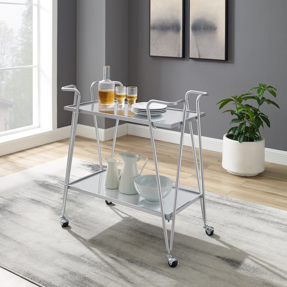 Mid-Century Bar Cart Silver. Picture 2