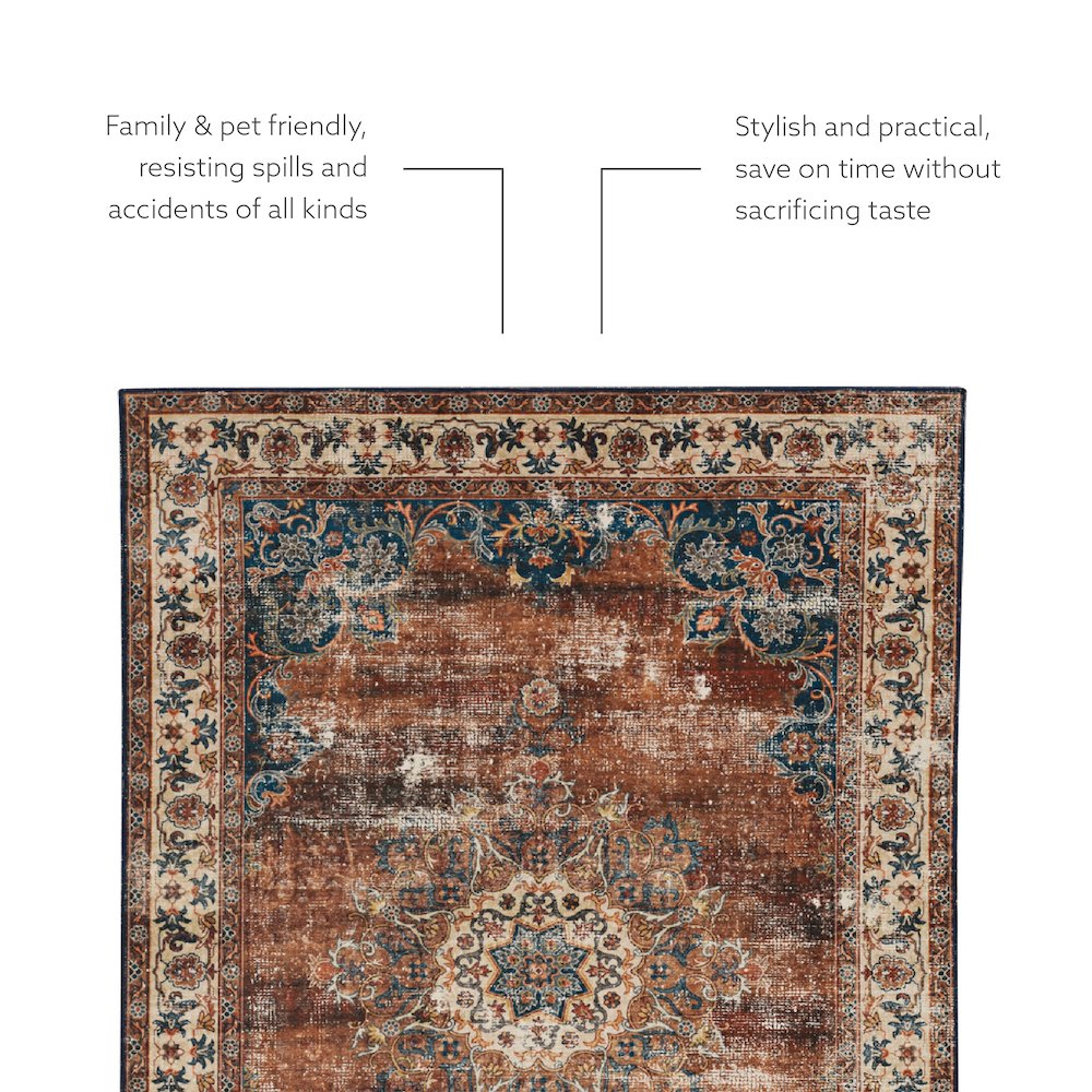 Washable Foster Russet/Ivory 3x5, Rug. Picture 4