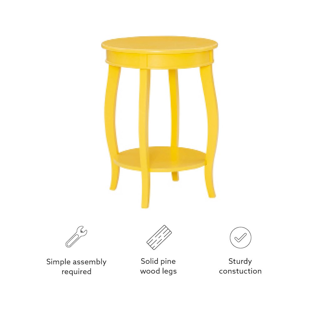 Yellow Round Table with Shelf. Picture 12