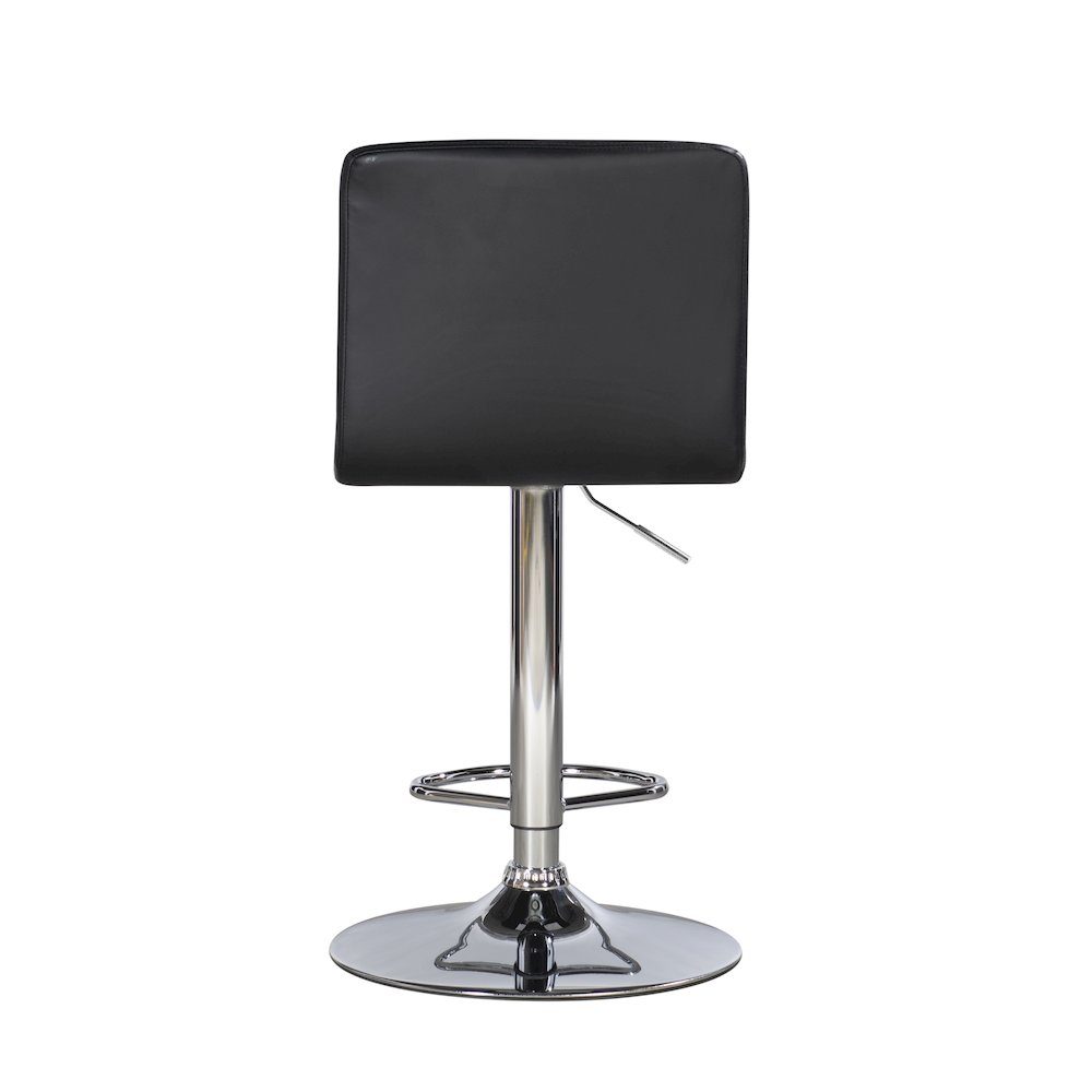 Black Quilted Faux Leather & Chrome Adjustable Height Bar Stool. Picture 11