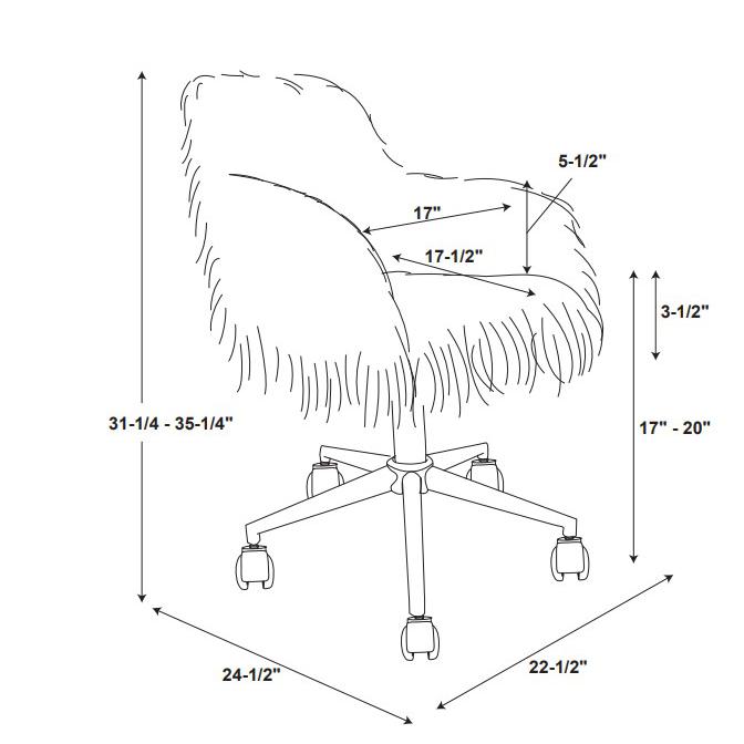 Fiona Faux Fur Office Chair, White. Picture 7