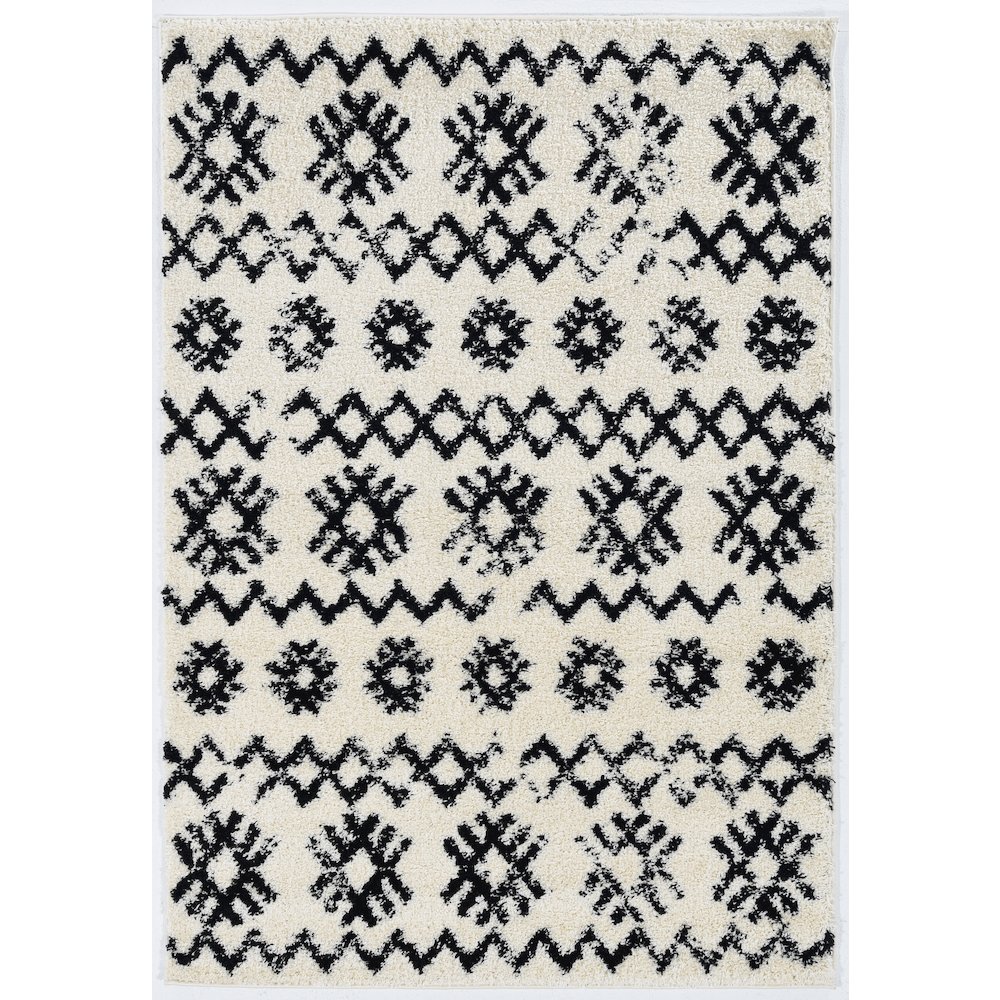 Morrocan Mekenes Ivory & Black 3' X 5', Rug. Picture 1