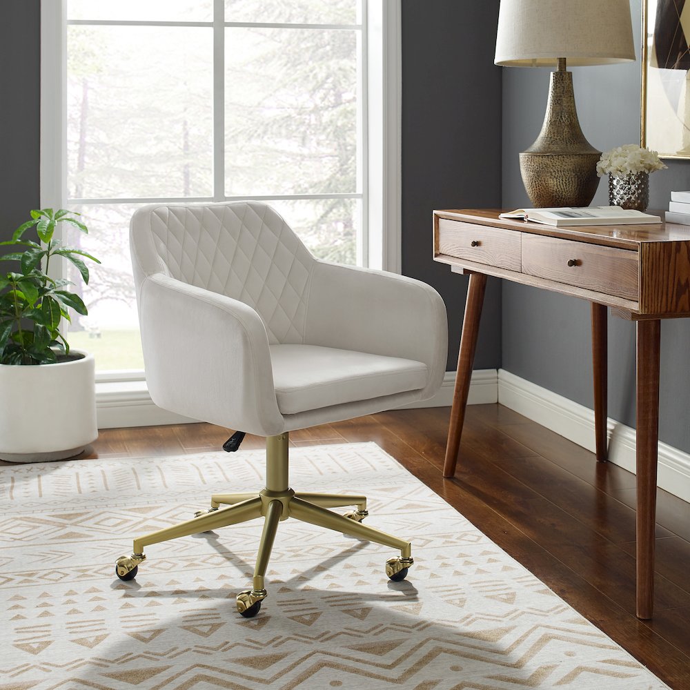 Imogen Quilted Office Chair Off White. Picture 3