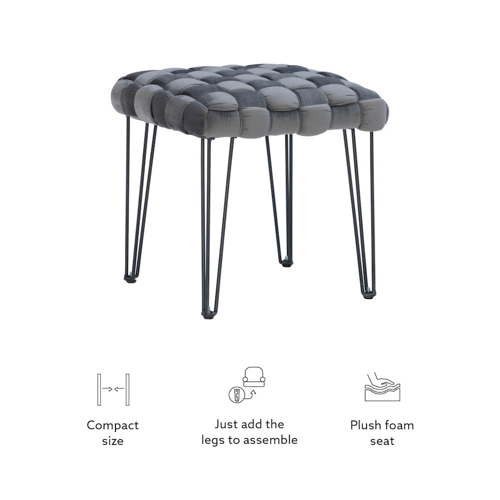 Shadbury Square Stool Grey. Picture 9