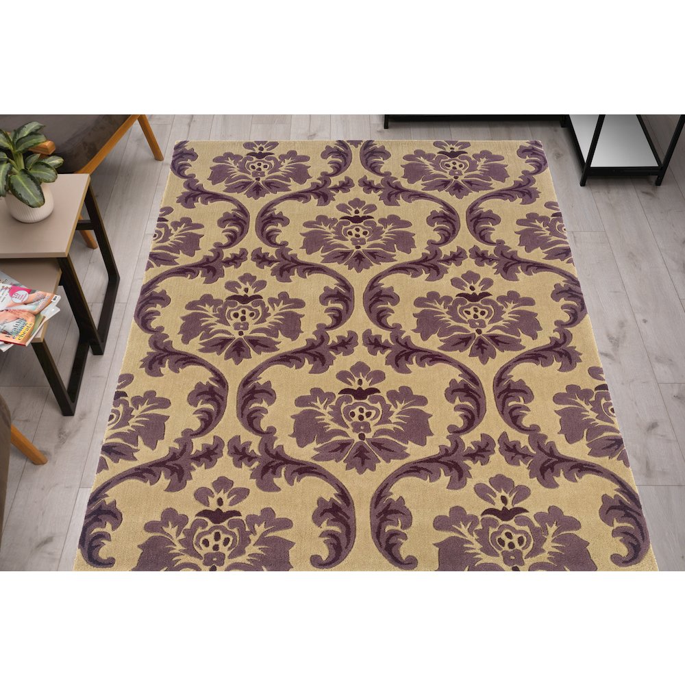 Trio Fiona Cream & Purple 5x7, Rug. Picture 1