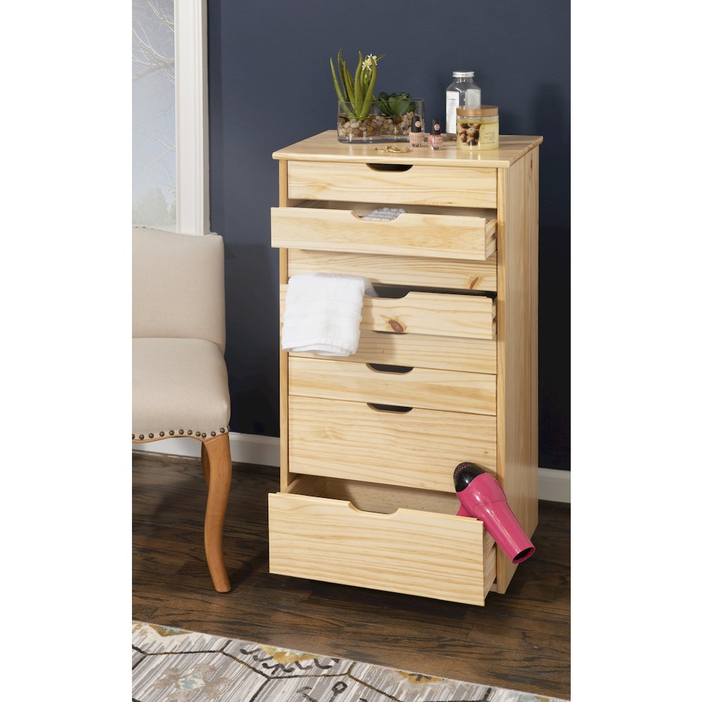 Cary Eight Drawer Rolling Storage Cart, Natural. Picture 6