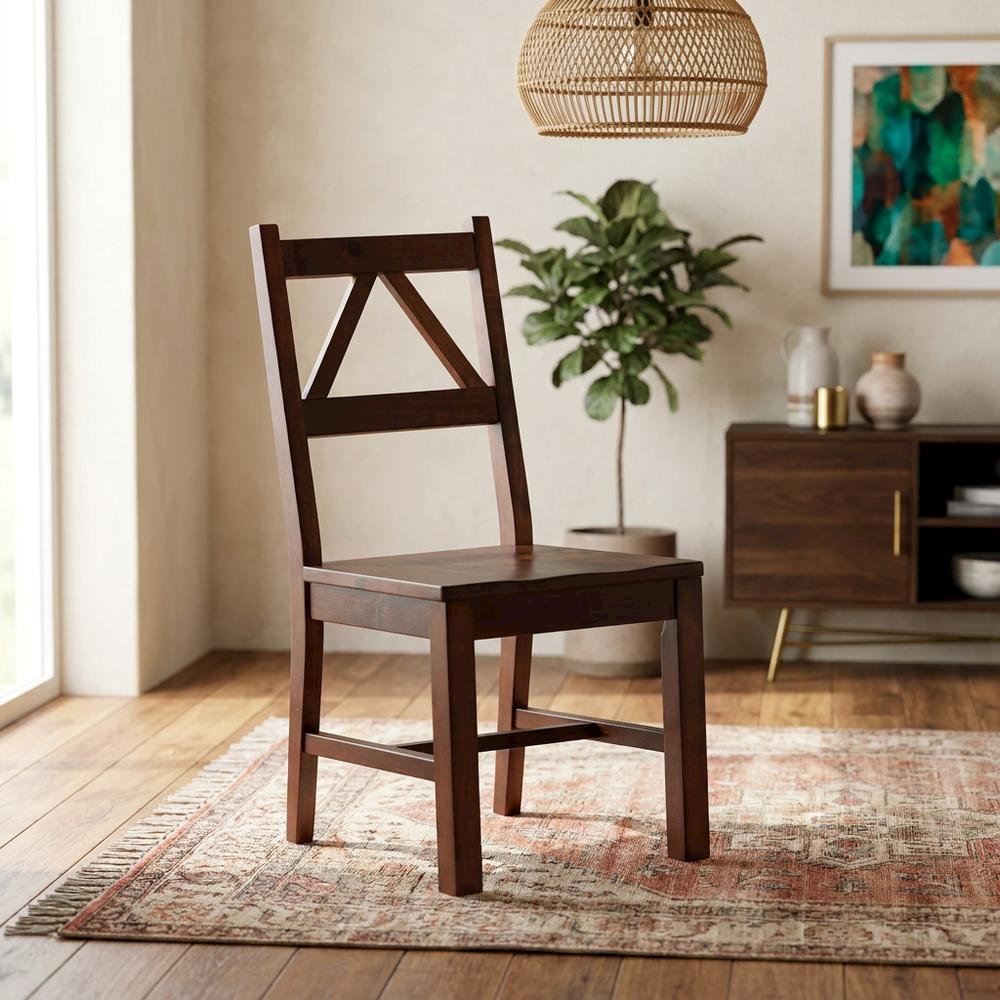 Antique Tobacco Dining Chair with Solid Pine Frame and Comfortable Seat. Picture 3
