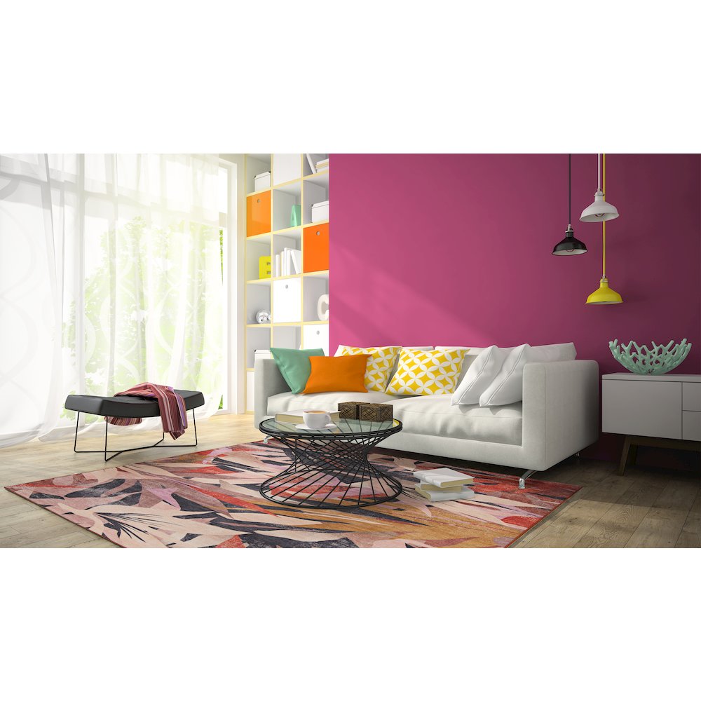 Outdoor Washable Seagrove Orange & Cream 7' X 9', Rug. Picture 1