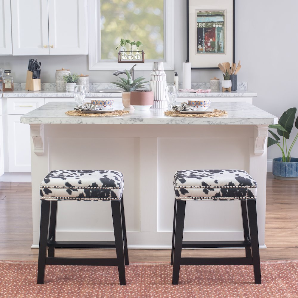 Walt Black Cow Print Counter Stool. Picture 3