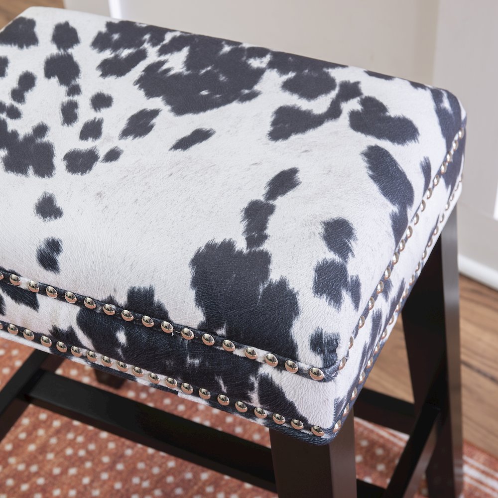Walt Black Cow Print Counter Stool. Picture 5