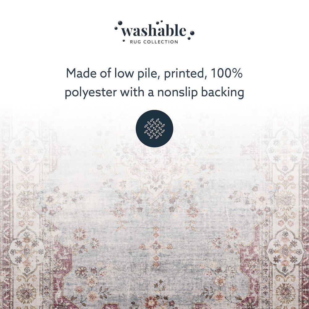 Washable Lennox Pale Blue/Ivory 5x7, Rug. Picture 8