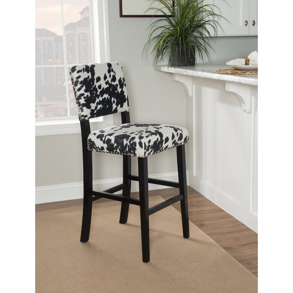 Corey Black Cow Print Bar Stool. Picture 3