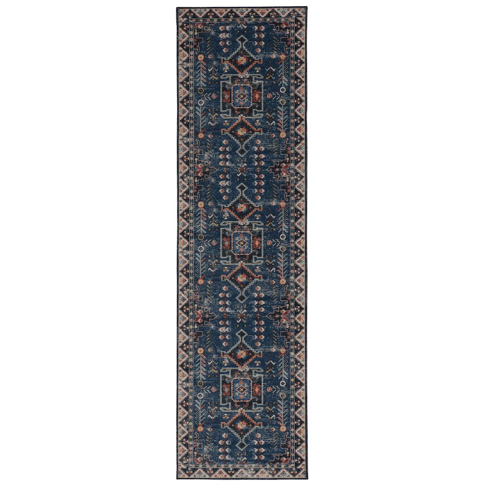 Washable Larson Navy/Ivory 2x8, Rug. Picture 1