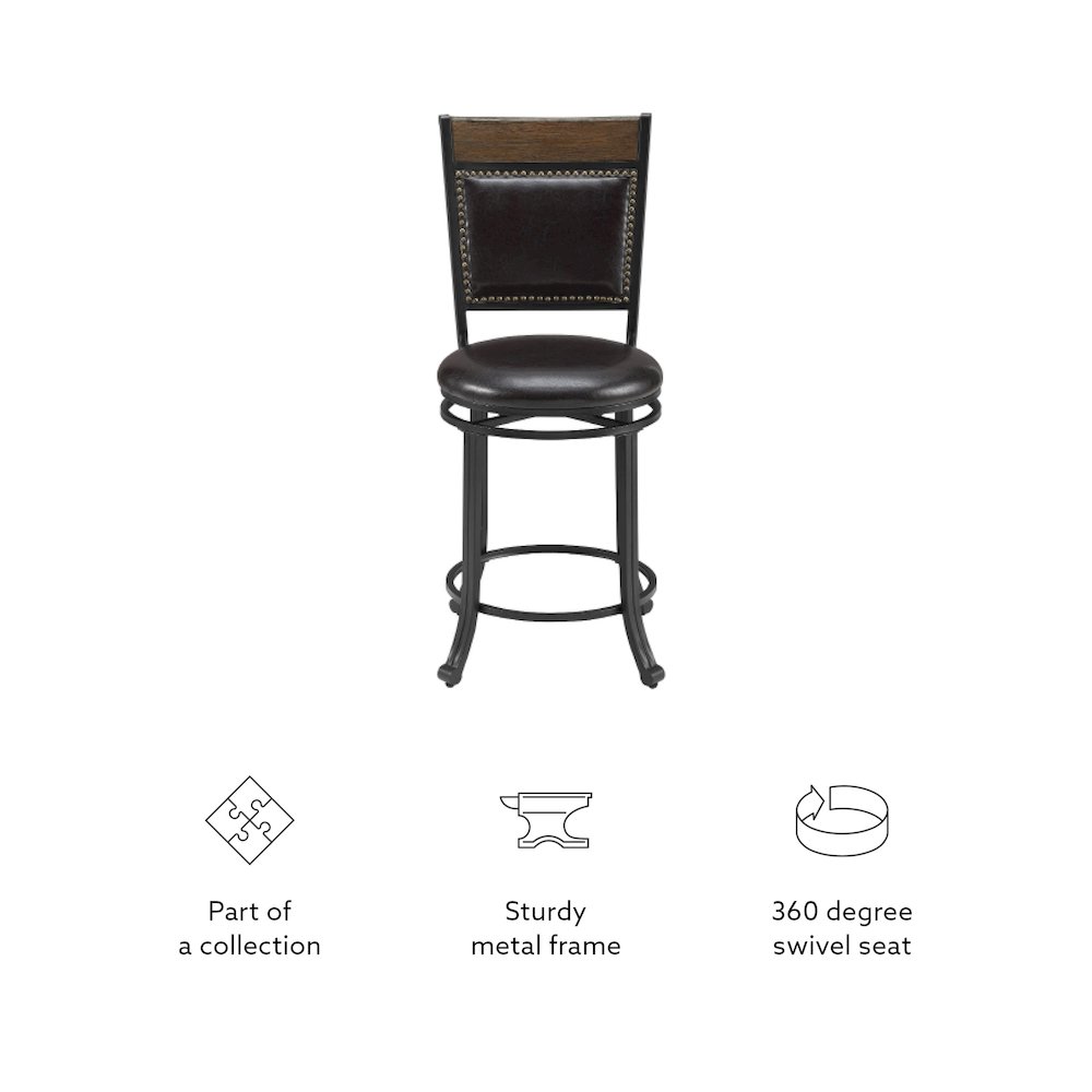 Franklin Swivel 24 inch Counter Stool Brown. Picture 13