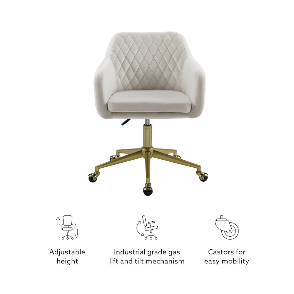 Imogen Quilted Office Chair Off White. Picture 12