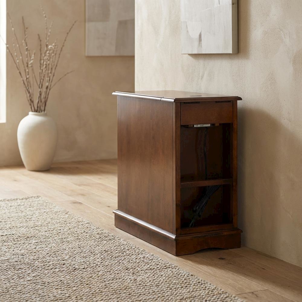 Hazelnut Accent Table with Stylish Surface and Compact Design. Picture 2