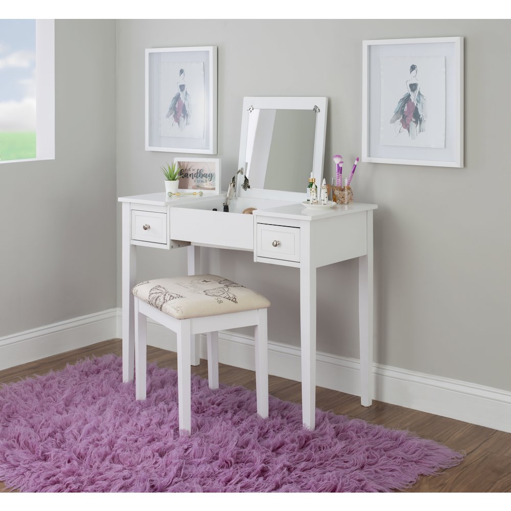 White Butterfly Vanity And Stool. Picture 4