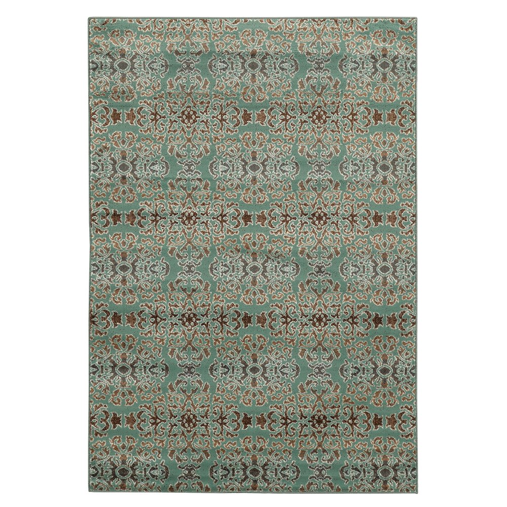 Elegance SnowFlakes Turquoise & Brown 8' X 10', Rug. Picture 1