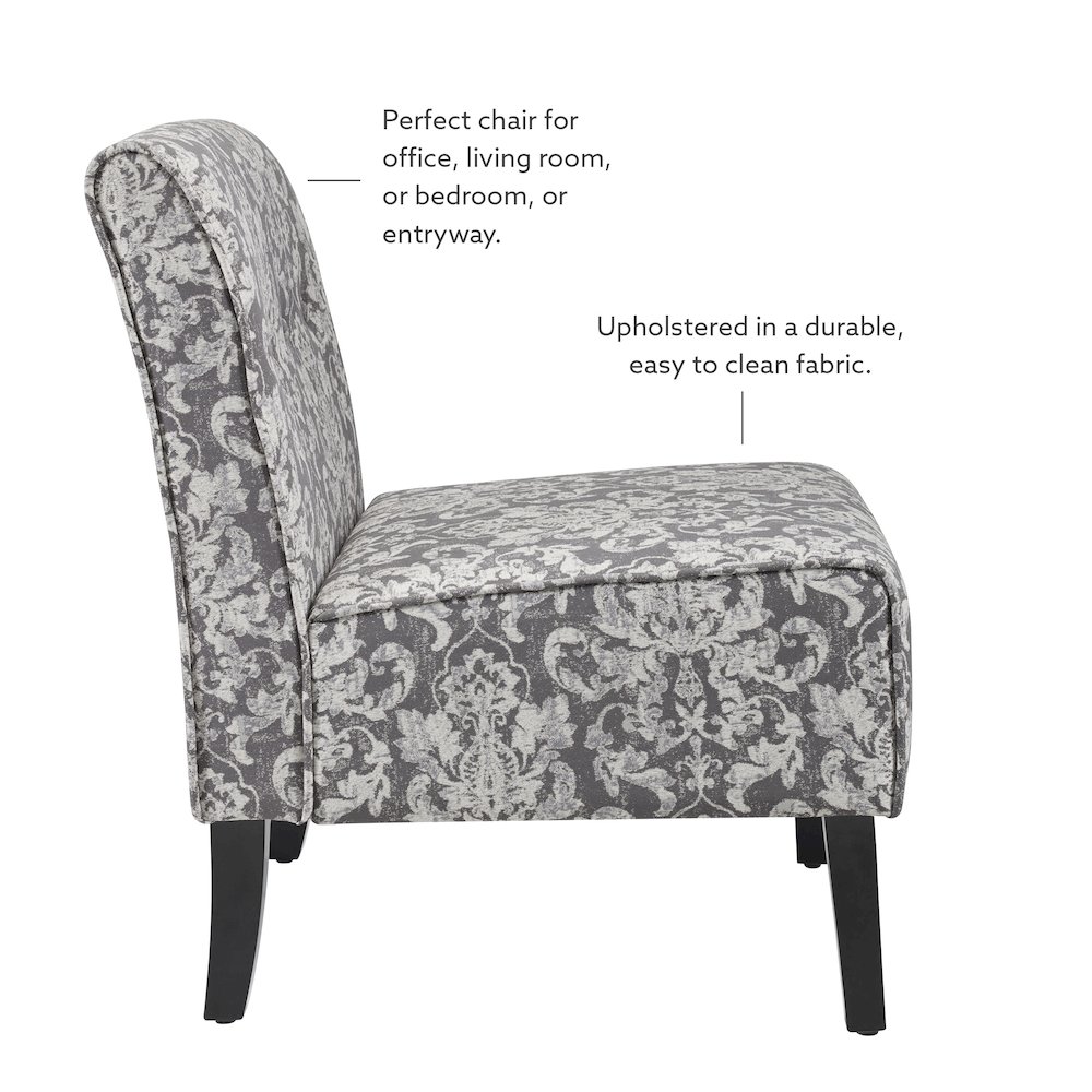 Coco Accent Chair - Gray Damask. Picture 9
