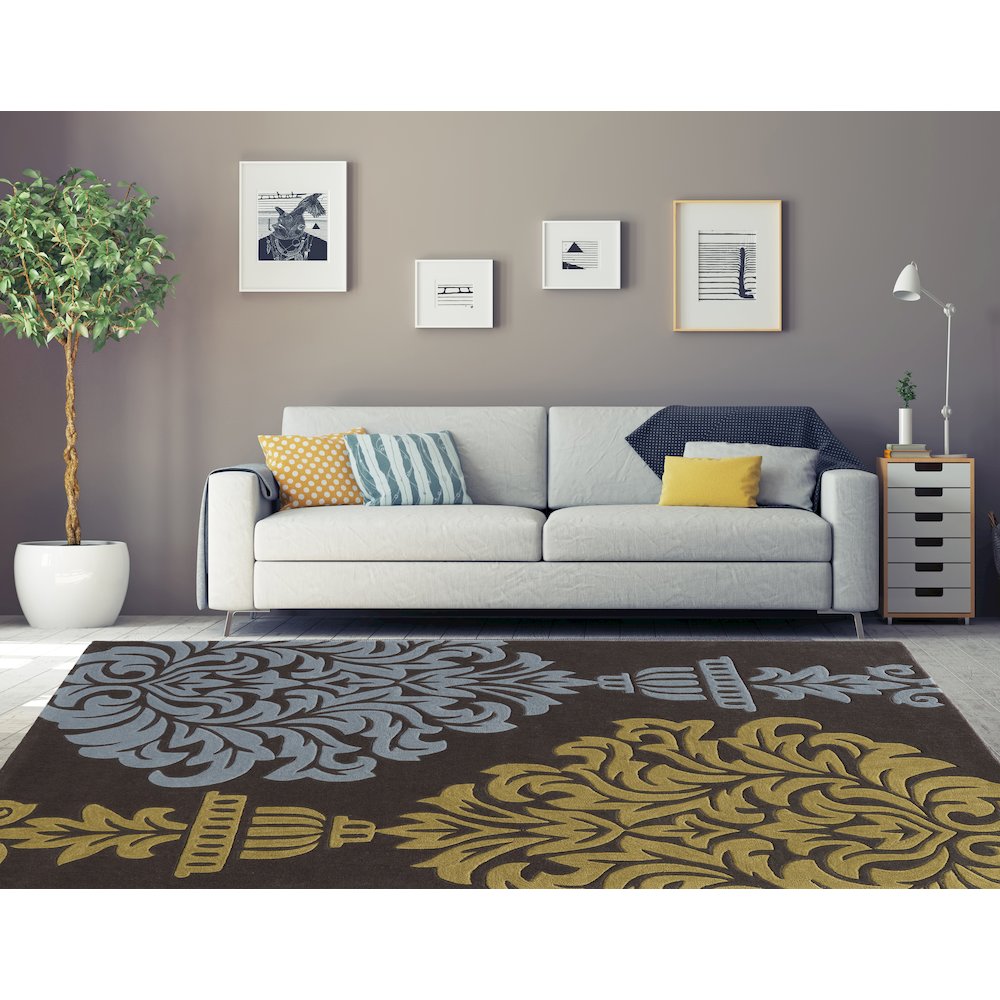 Trio Burdette Grey & Blue 8x10, Rug. Picture 1