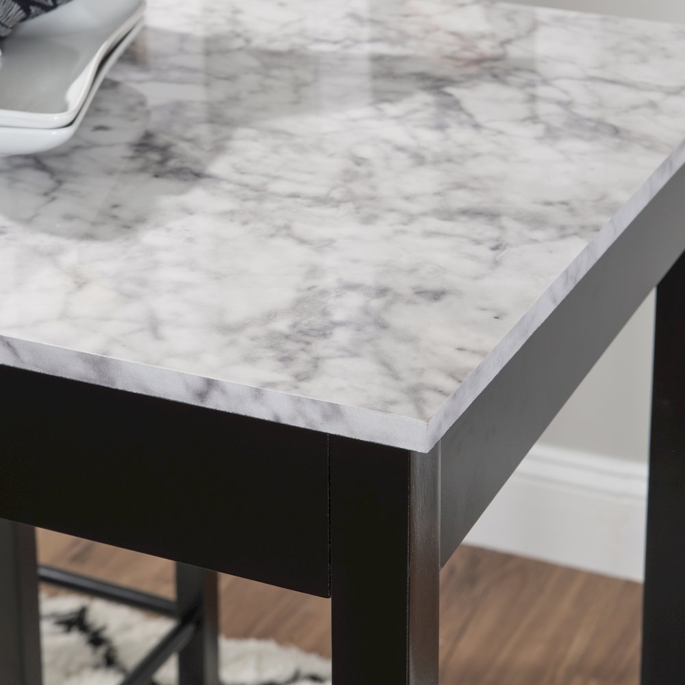 Lancer 3 Piece Tavern Set, Faux Black Marble. Picture 3